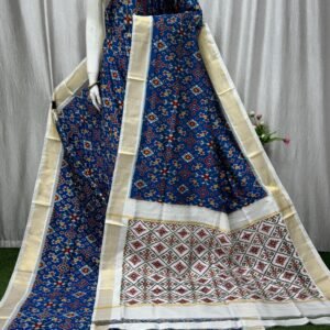 Blue Pochampally Patola Silk Saree