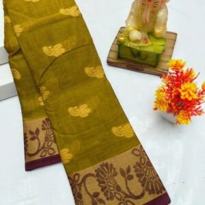 Green Maroon Bengali Cotton saree