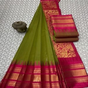 Green Pink Managalgiri cotton saree