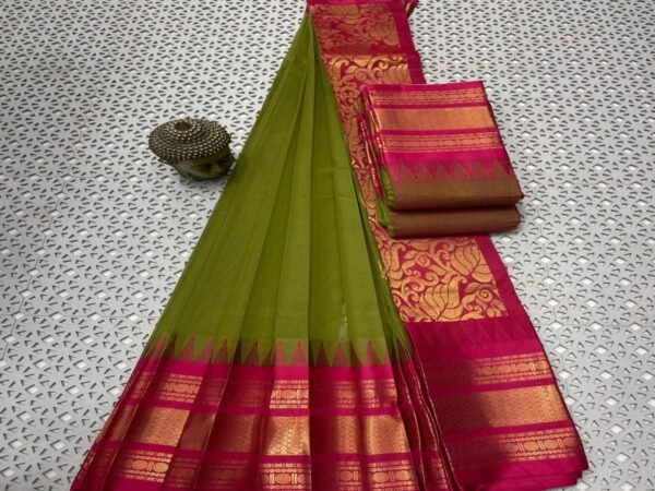 Green Pink Managalgiri cotton saree