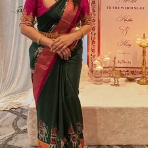 Green Pochampally Silk Saree - Ikkat Design