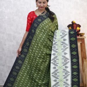 Green Ikkat Pochampally cotton saree