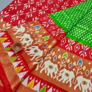 Green Red Sico Saree