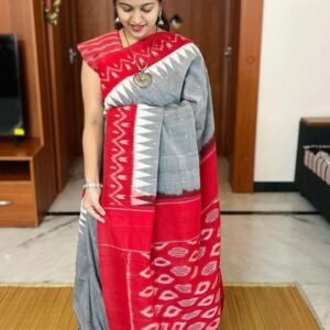 Grey Handloom Cotton saree