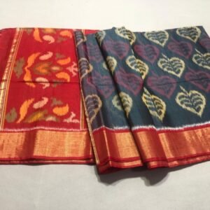 Grey Red Sico pattu saree