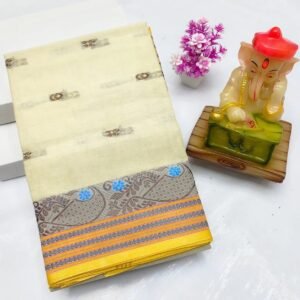 Half white Bengali cotton saree