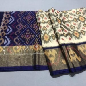 Milky White Blue Sico pattu saree