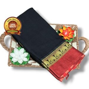 Navy Blue red Narayanpet saree