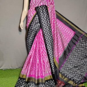 Pink Black Ikkat Saree