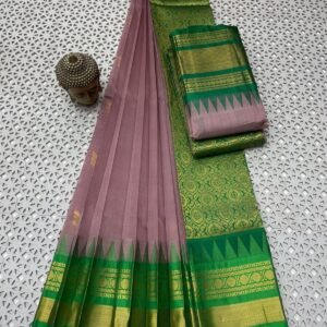 Purple Green Mangalagiri cotton saree