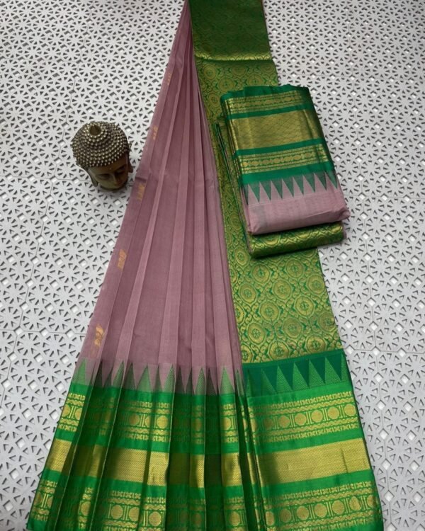 Purple Green Mangalagiri cotton saree