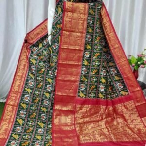 Red Black Kanchi Border Saree