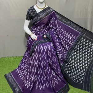 Voilet Black Merceized cotton saree