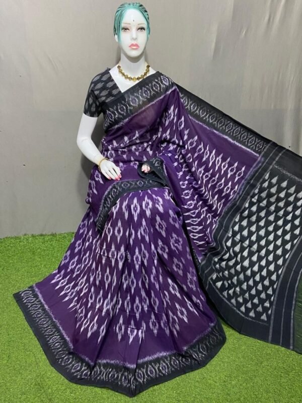 Voilet Black Merceized cotton saree