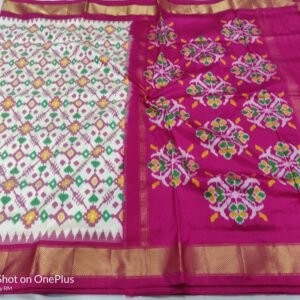 White Pink Sico Saree