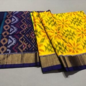 Yellow Blue Sico pattu saree