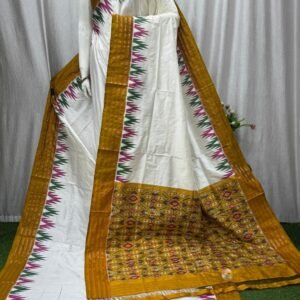 Pochampally White Ikat Saree
