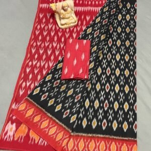 Black Red Mercerized Cotton saree