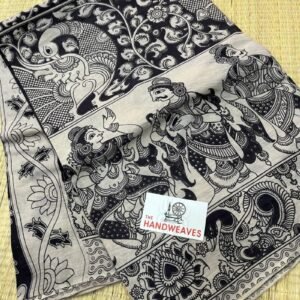 Black & White Kalamkari cotton saree