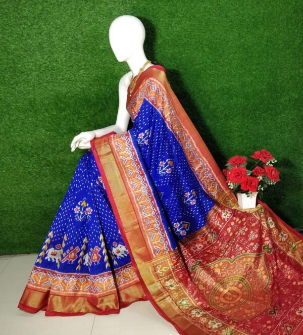 Blue Red Patola Saree