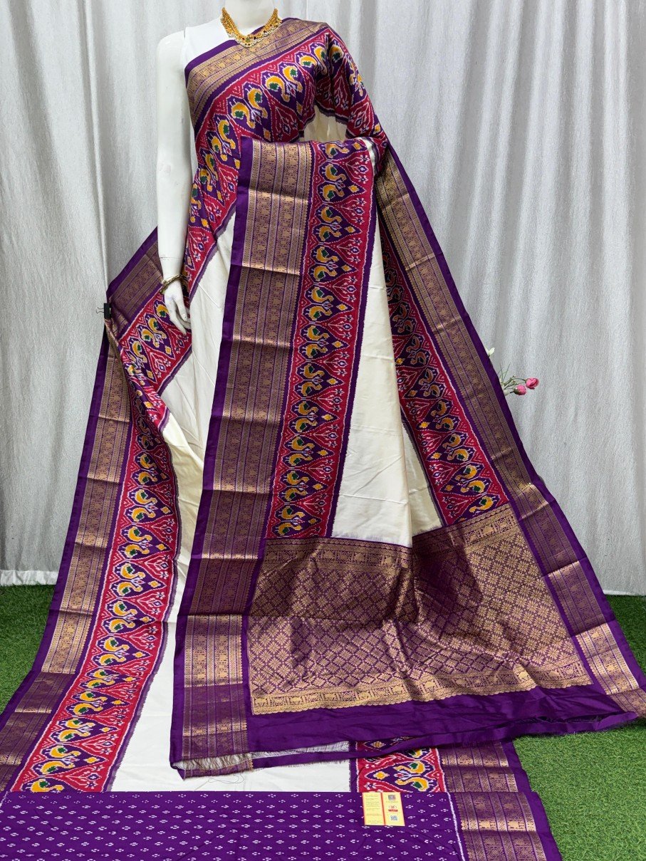 Traditional Pochampally Silk Saree With Kanchi Border - Image 2