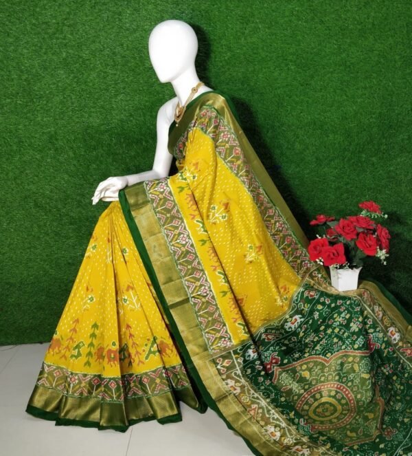 Yellow Green Patola Saree