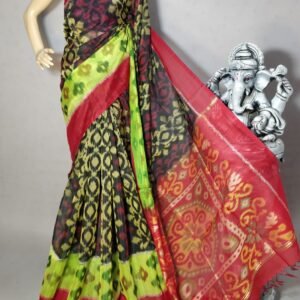 Black Red Ikkat sico Saree