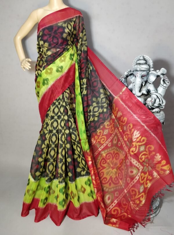 Black Red Ikkat sico Saree