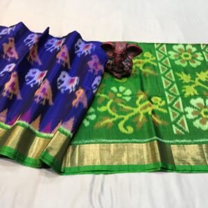 Premium dark Blue with dark Green Sico Saree