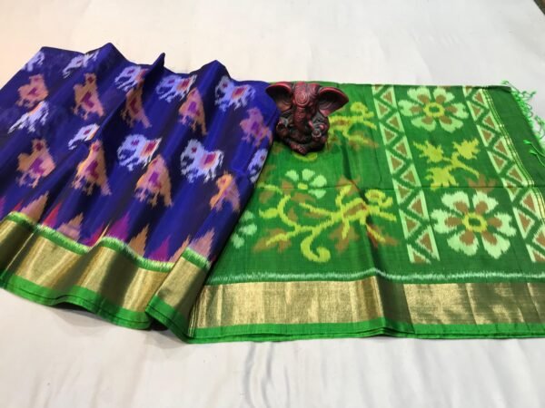 Premium dark Blue with dark Green Sico Saree