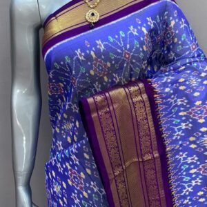 Blue Purple Kanchi Border Saree