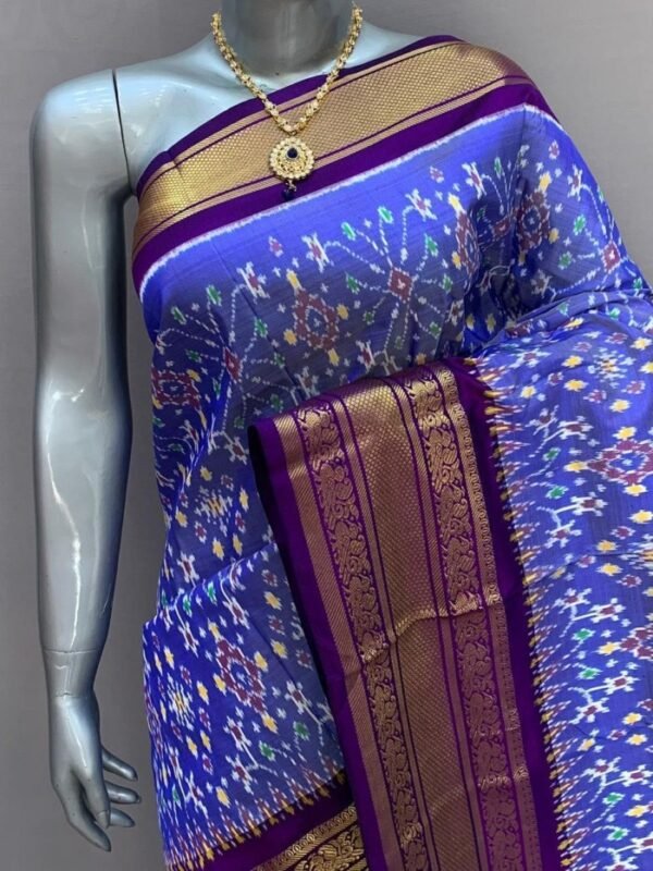 Blue Purple Kanchi Border Saree