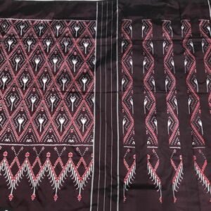 Brown White Cambodian Ikat saree