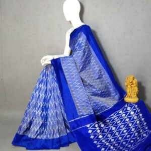 Dark Blue Ikat Pattu Saree