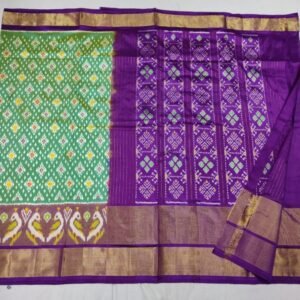 Green Purple Ikkat Pattu Saree