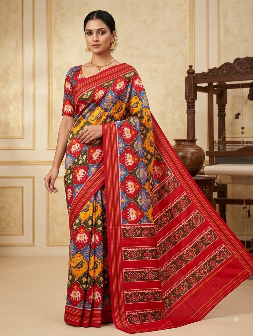 Colourful Hyderabad Patola Silk Saree