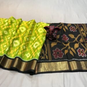 Light Green Black pallu Pochampally Sico Saree