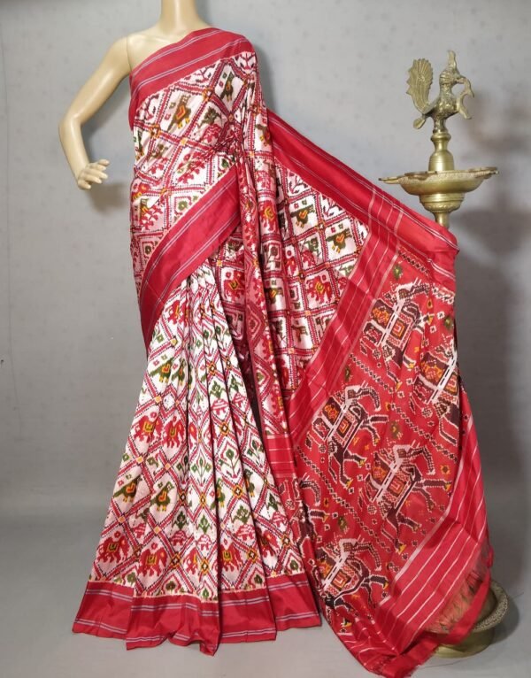 Red Patola Design Ikkat Saree