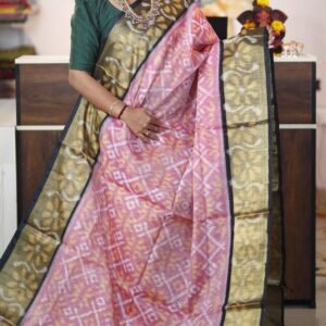 Pink Black Pochampally Sico Saree