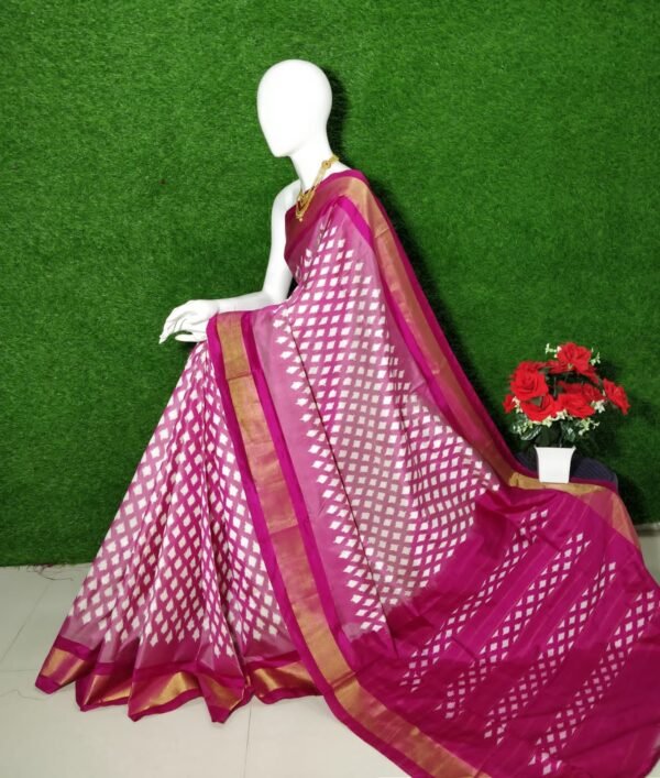 Pink & Gold Ikat Patu Saree