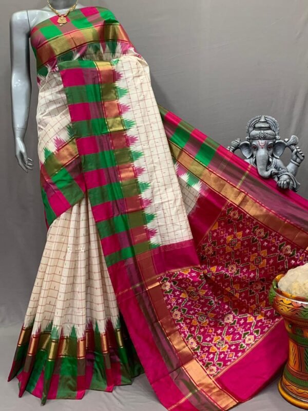 Pochampally Ikkat Saree with cheques design