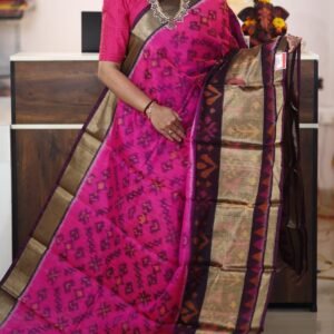 Pink Maroon Pochampally Sico Saree