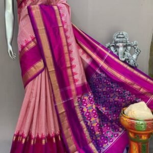 Pink Purple Ikkat Pattu Saree