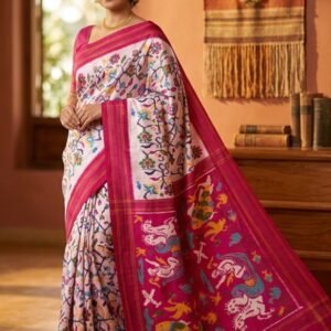 Floral Pochampally Pattu Saree