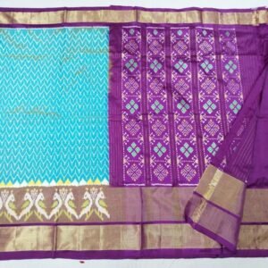 Sea Blue Purple Ikkat Saree