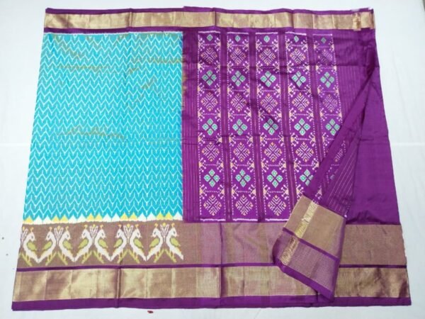 Sea Blue Purple Ikkat Saree