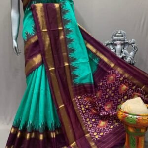 Sea Green Maroon Ikkat Pattu Saree