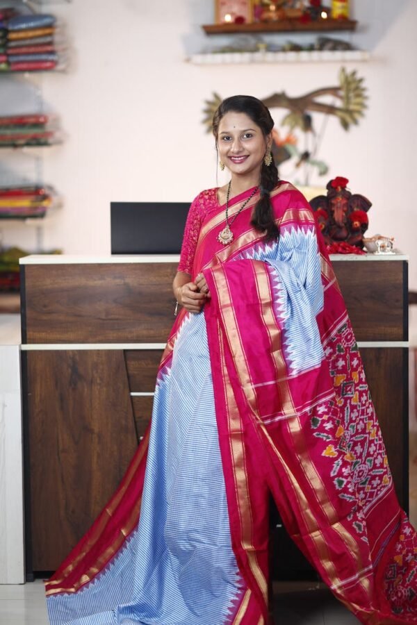 Pochampally Ikkat Saree with cheques design