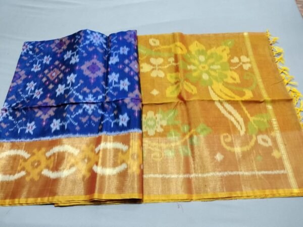 Blue Yellow Ikkat Sico saree