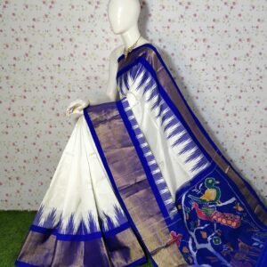 Pochampally Ikkat Saree with temple design